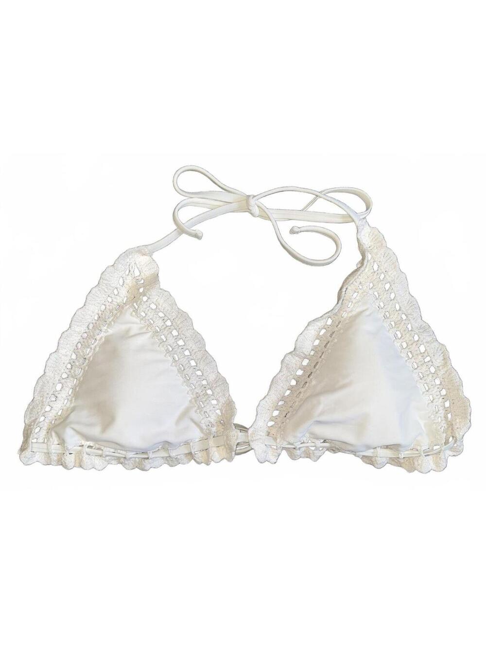 Shade & Shore White Crochet Triangle Boho Bikini Top Size XL NWT